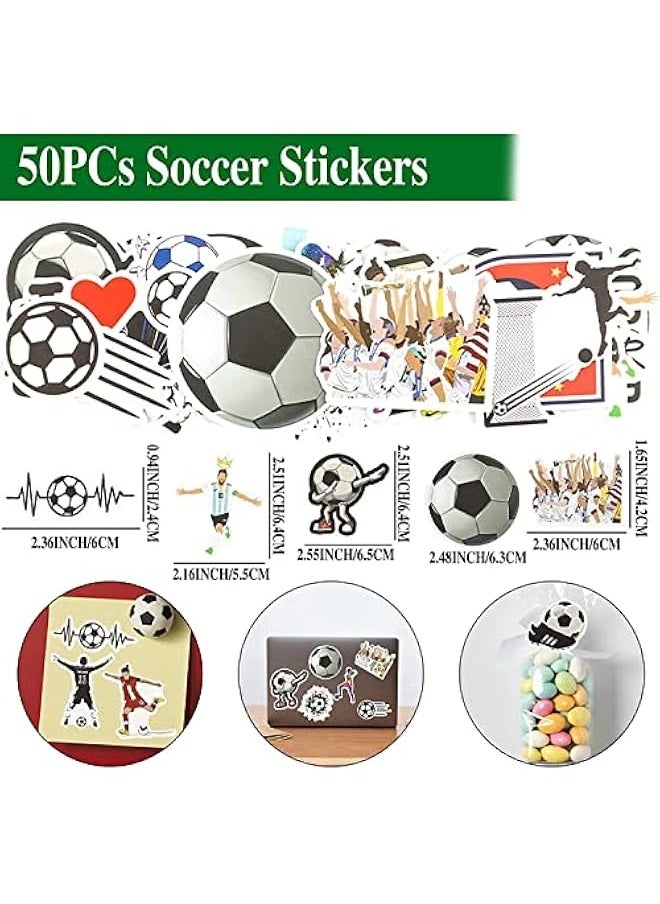 Soccer Party Favors Set 96Pcs Soccer Slap Bracelet Keychain Soccer Tattoos Soccer Toy Whistle Sports Party Favors for Kids Boys