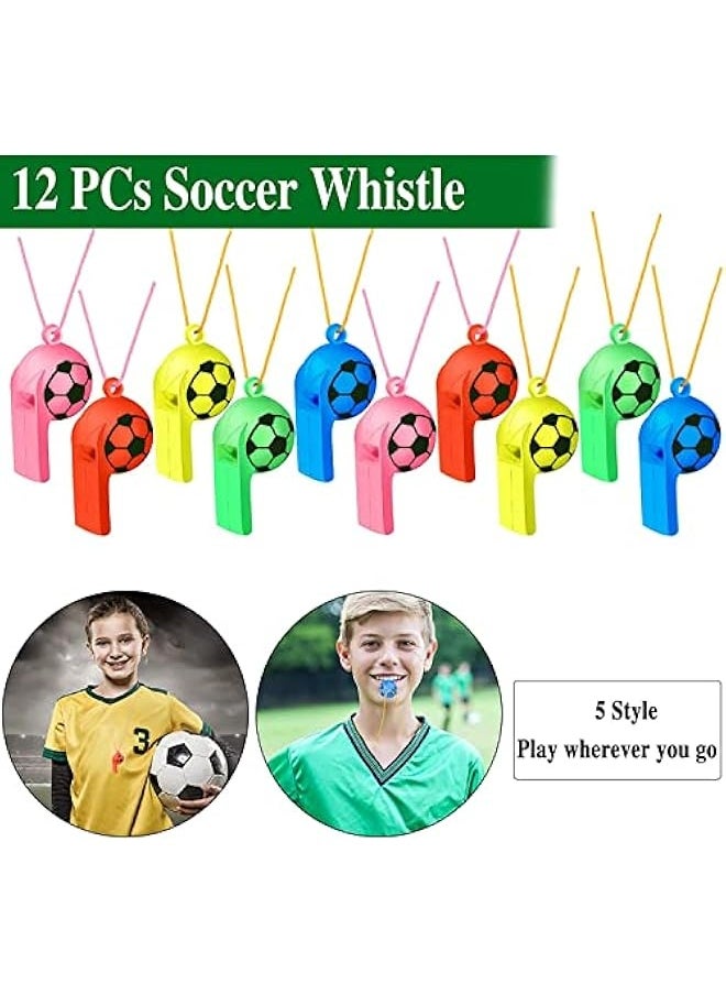 Soccer Party Favors Set 96Pcs Soccer Slap Bracelet Keychain Soccer Tattoos Soccer Toy Whistle Sports Party Favors for Kids Boys