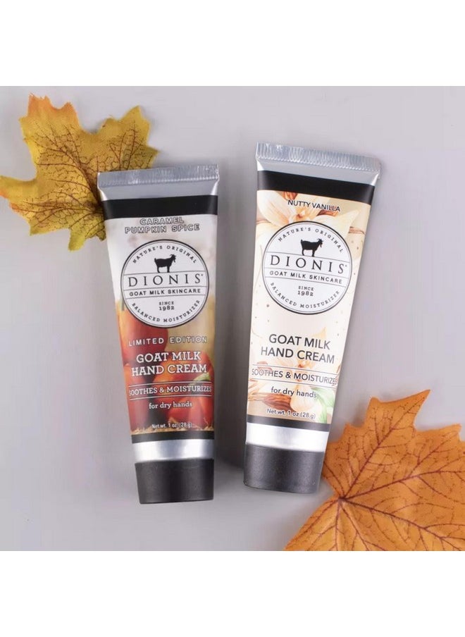 Goat Milk Skincare Vanilla Pumpkin Hand Cream Set - Caramel Pumpkin Spice And Nutty Vanilla Scented 1Oz Mini Lotions For Dry Hands In A Gift Box - Paraben Free Travel Size Moisturizer