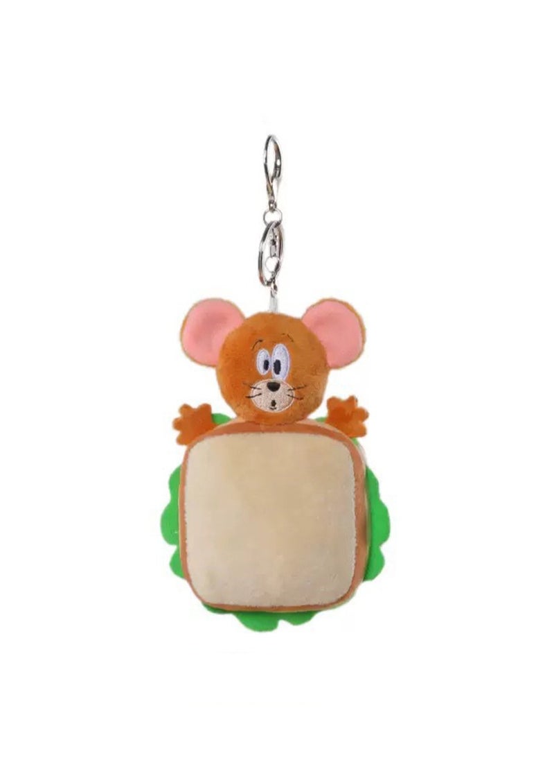 Creative Cute Plush Keychain, Cute Backpack Pendant, Suitable For Wallet Key Ring Decoration, (12cm Jerry Mouse Pendant, Sandwich Type)