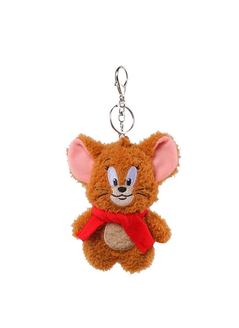 Creative Cute Plush Keychain, Cute Backpack Pendant, Suitable For Wallet Key Ring Decoration, (12cm Jerry Mouse Pendant, Sound Type)