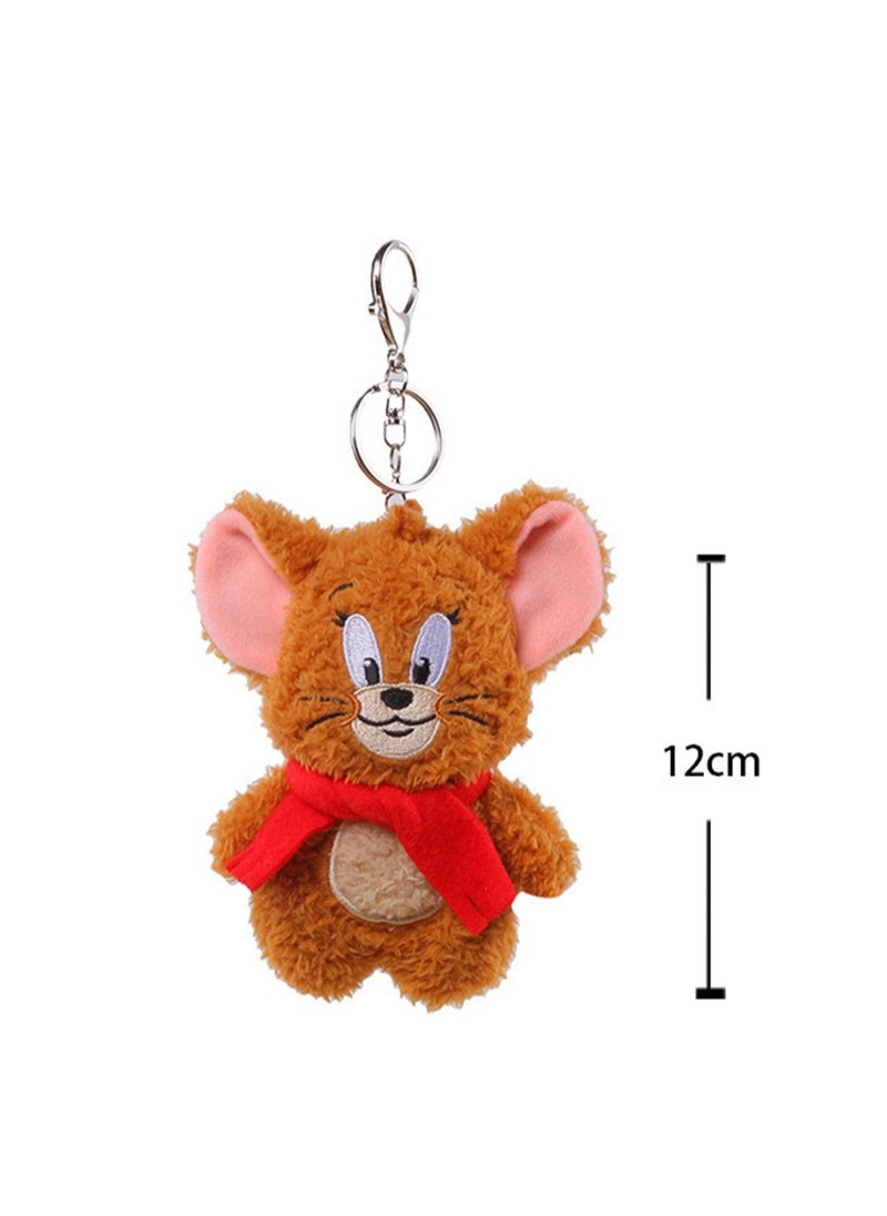 Creative Cute Plush Keychain, Cute Backpack Pendant, Suitable For Wallet Key Ring Decoration, (12cm Jerry Mouse Pendant, Sound Type)