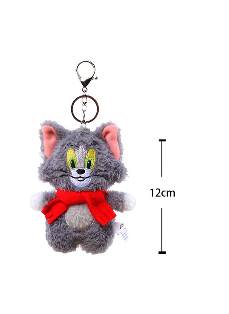 Creative Cute Plush Keychain, Cute Backpack Pendant, Suitable For Wallet Key Ring Decoration, (12cm Tom Cat Pendant, Sound Type)