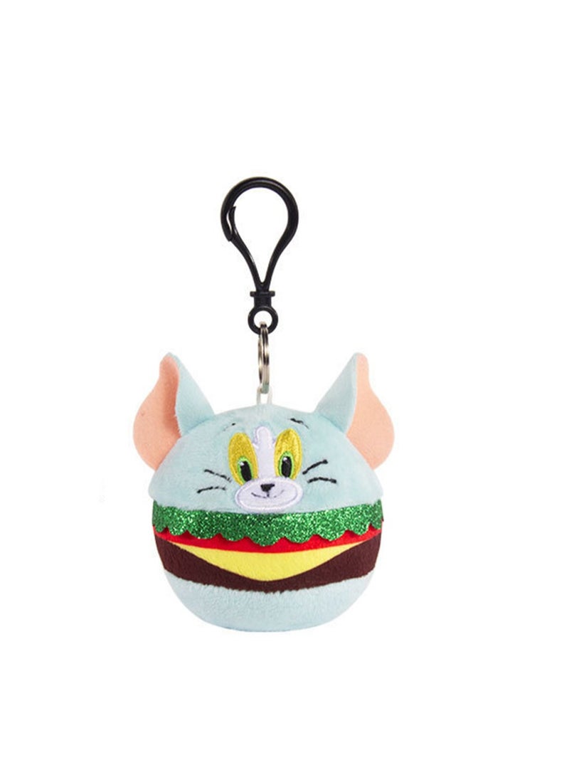 Creative Cute Plush Keychain, Cute Backpack Pendant, Suitable For Wallet Key Ring Decoration, (8cm Tom Cat Pendant, Hamburger Style)