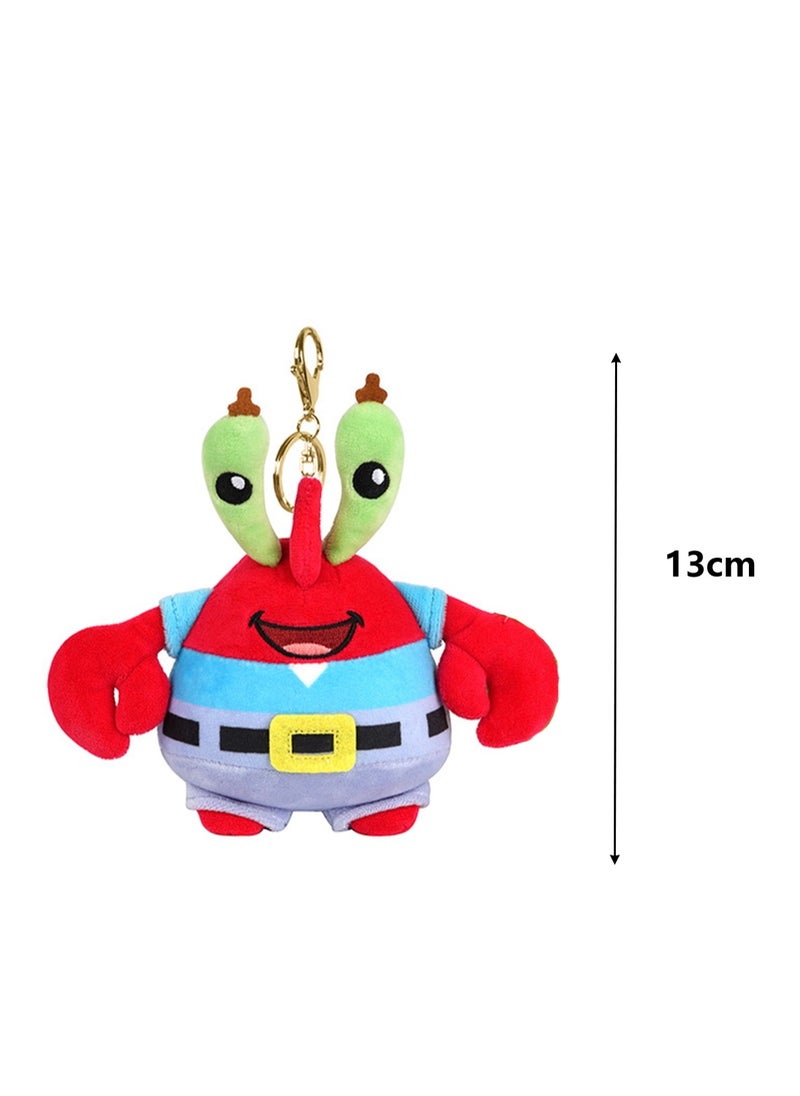 SpongeBob SquarePants Animation Peripheral Plush Pendant Toy Collection Cartoon Key Pendant Bag Ornaments (13cm Mr. Krabs Pendant)