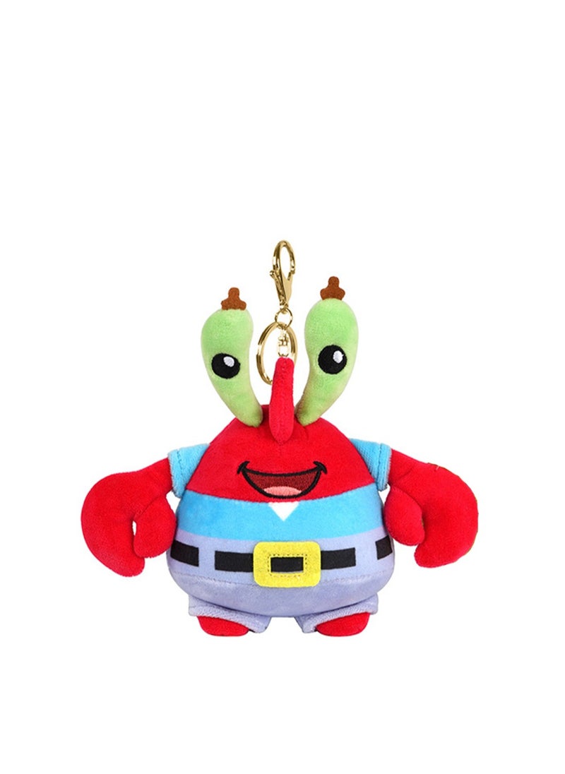 SpongeBob SquarePants Animation Peripheral Plush Pendant Toy Collection Cartoon Key Pendant Bag Ornaments (13cm Mr. Krabs Pendant)