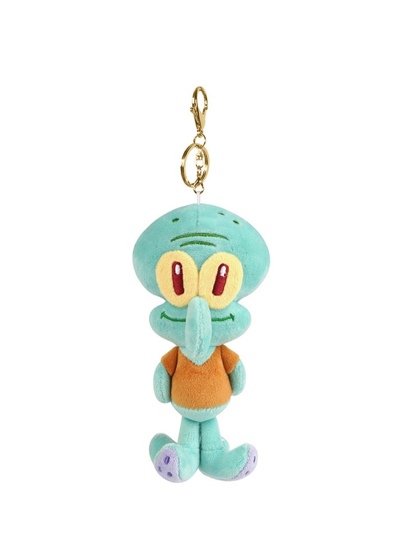 SpongeBob SquarePants Animation Peripheral Plush Pendant Toy Collection Cartoon Key Pendant Bag Ornaments (13cm Squidward Pendant)