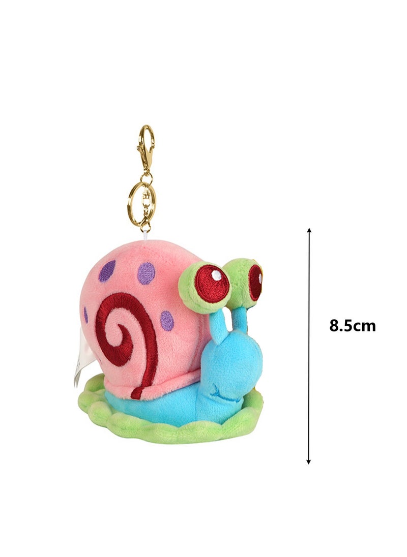 SpongeBob SquarePants Animation Peripheral Plush Pendant Toy Collection Cartoon Key Pendant Bag Ornaments (8.5cm Small Snail Pendant)