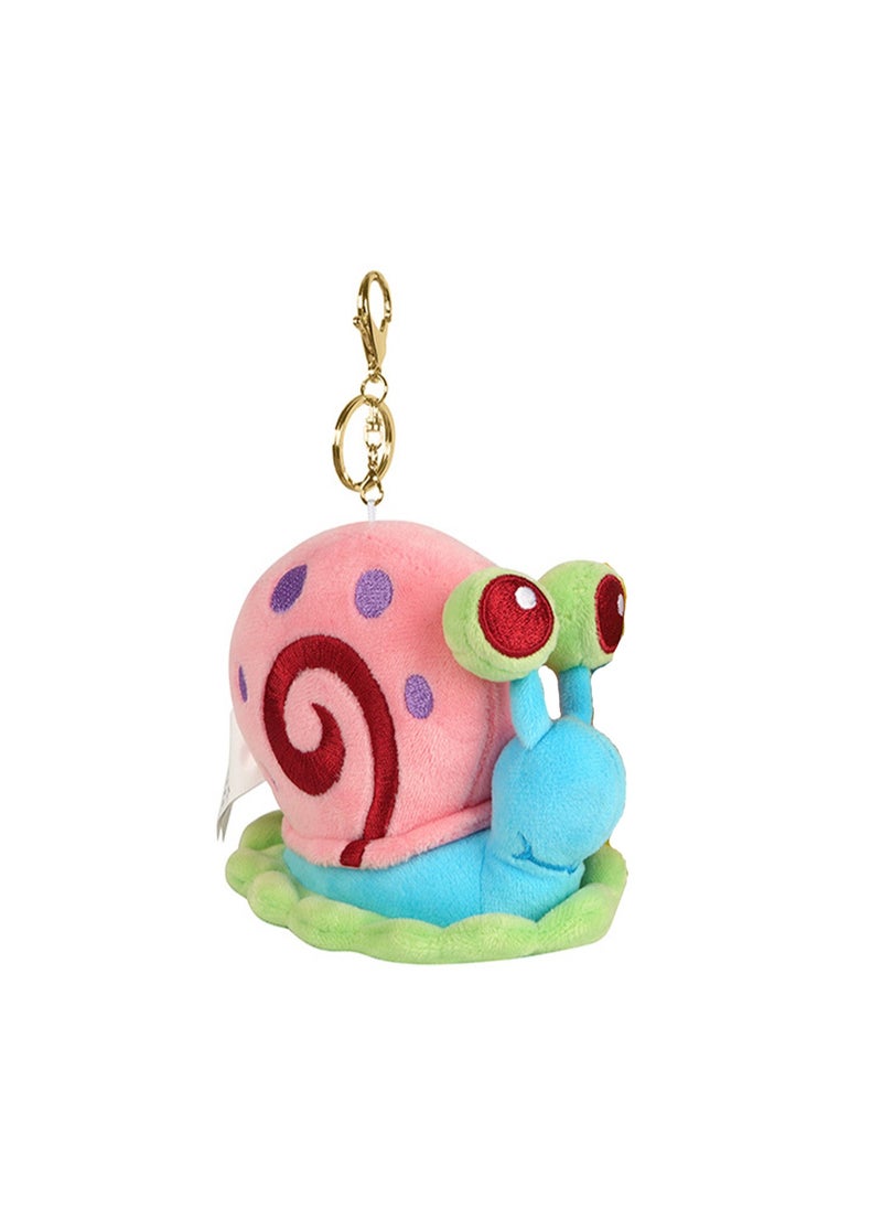 SpongeBob SquarePants Animation Peripheral Plush Pendant Toy Collection Cartoon Key Pendant Bag Ornaments (8.5cm Small Snail Pendant)