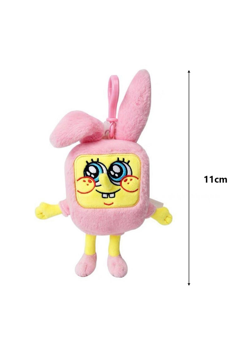 SpongeBob SquarePants Animation Peripheral Plush Pendant Toy Collection Cartoon Key Pendant Bag Ornaments (11cm SpongeBob SquarePants Pink Bunny Pendant)