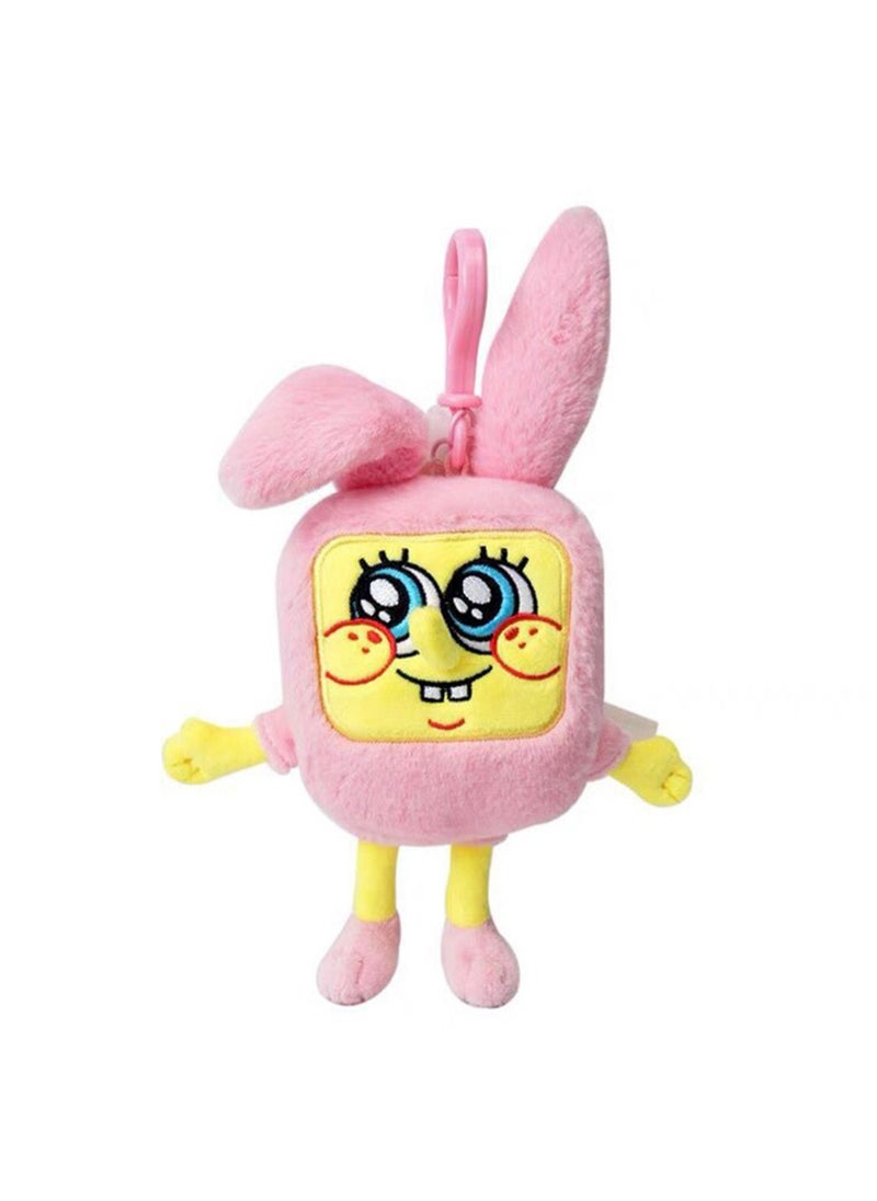 SpongeBob SquarePants Animation Peripheral Plush Pendant Toy Collection Cartoon Key Pendant Bag Ornaments (11cm SpongeBob SquarePants Pink Bunny Pendant)