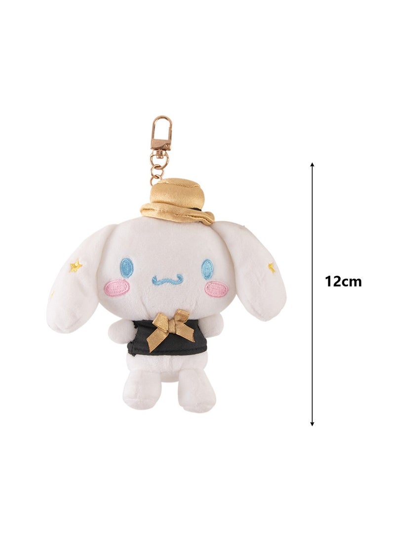 Cute Plush Doll Pendant, High-Quality PP Cotton Material Bag Key Chain Ornament, Ornament Gift For Boys And Girls (12cm Black And Gold Big-Eared Dog Pendant)