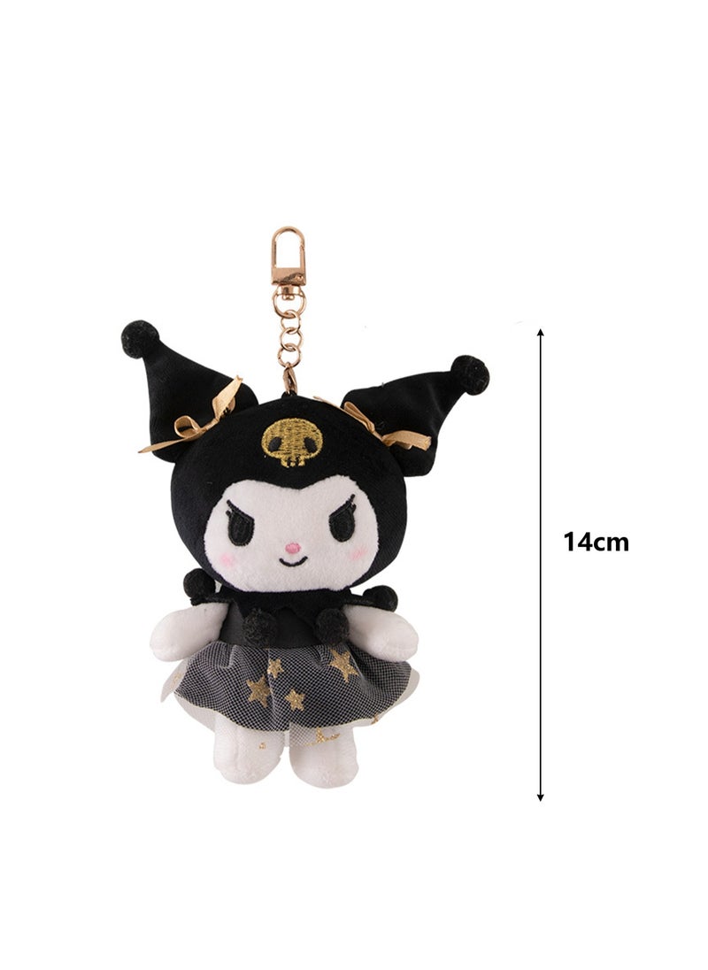 Cute Plush Doll Pendant, High-Quality PP Cotton Material Bag Key Chain Ornament, Ornament Gift For Boys And Girls (14cm Black And Gold Coolomi Pendant)