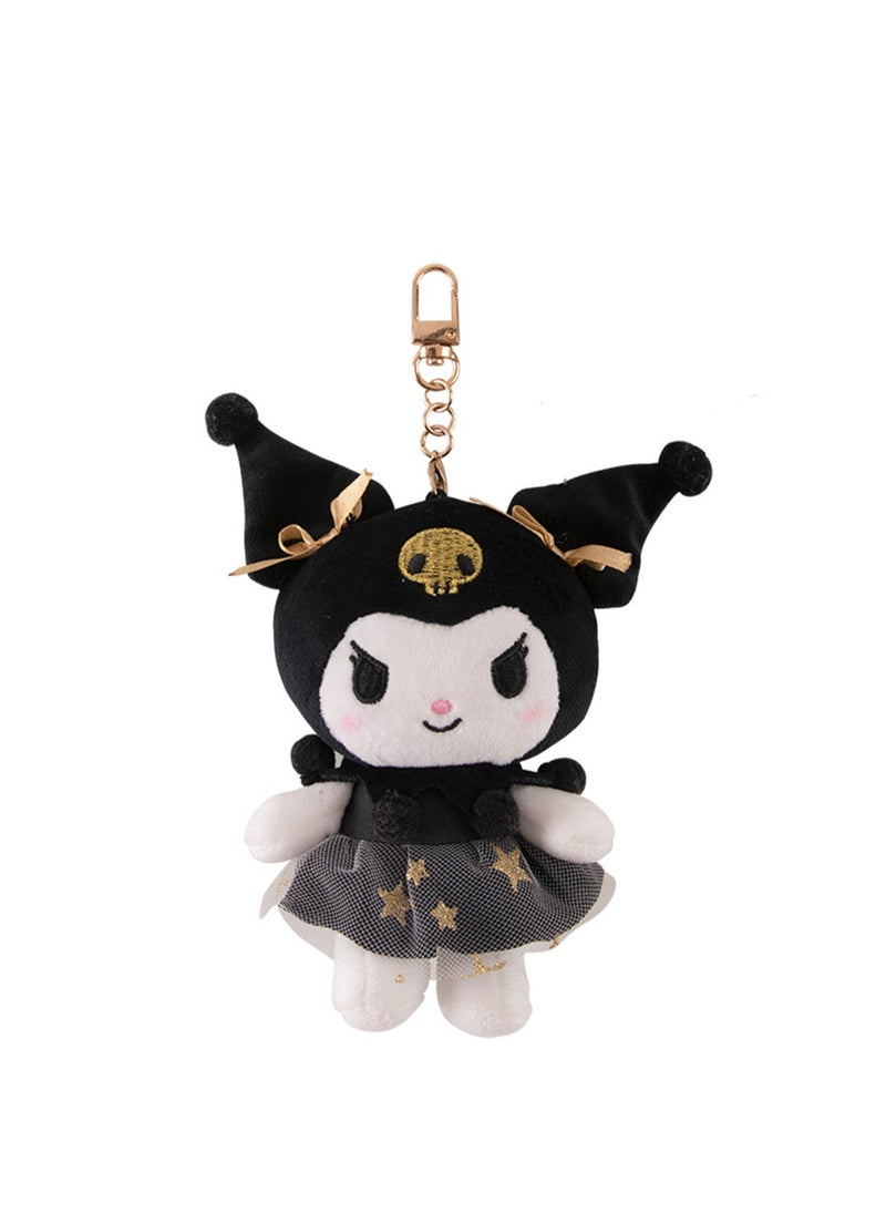 Cute Plush Doll Pendant, High-Quality PP Cotton Material Bag Key Chain Ornament, Ornament Gift For Boys And Girls (14cm Black And Gold Coolomi Pendant)