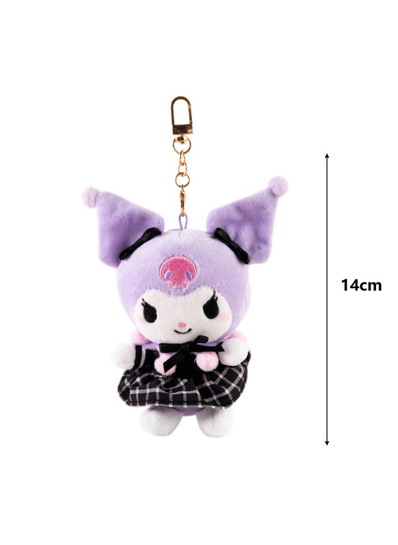 Cute Plush Doll Pendant, High-Quality PP Cotton Material Bag Key Chain Ornament, Ornament Gift For Boys And Girls (14cm Purple Head Uniform Cool Pendant)