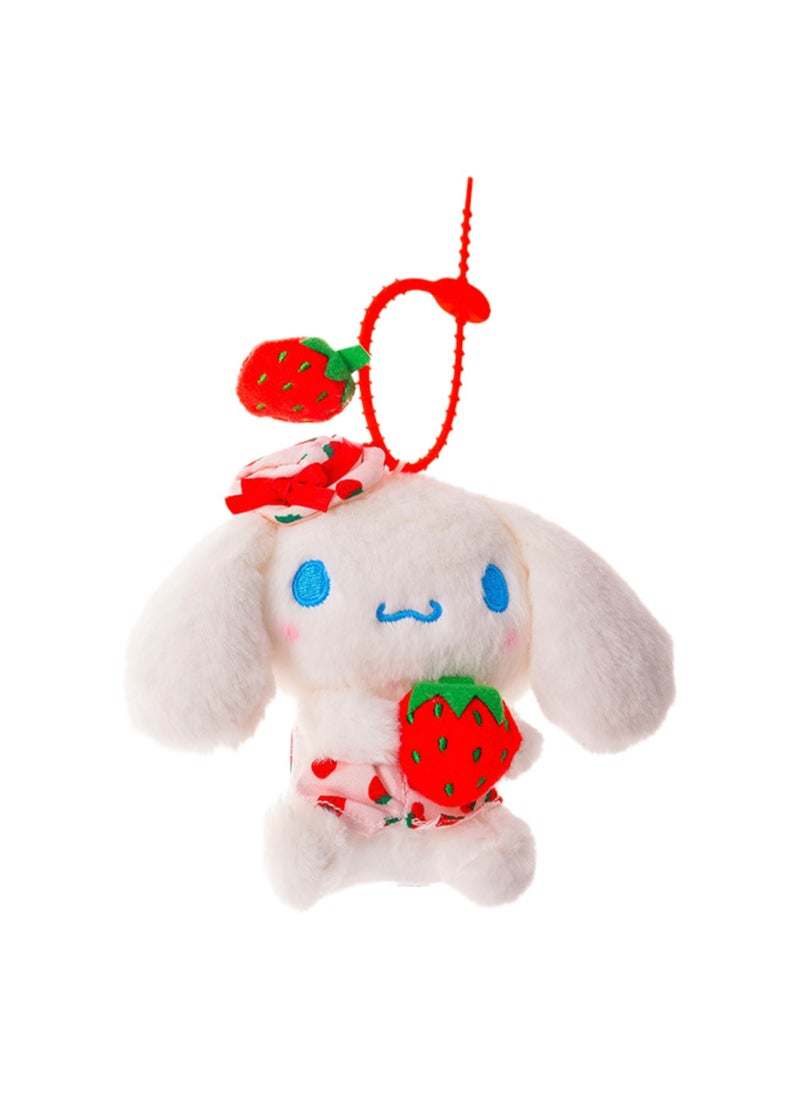 Cute Plush Doll Pendant, High-Quality PP Cotton Material Bag Key Chain Ornament, Ornament Gift For Boys And Girls (12cm Strawberry Dog​Pendant)