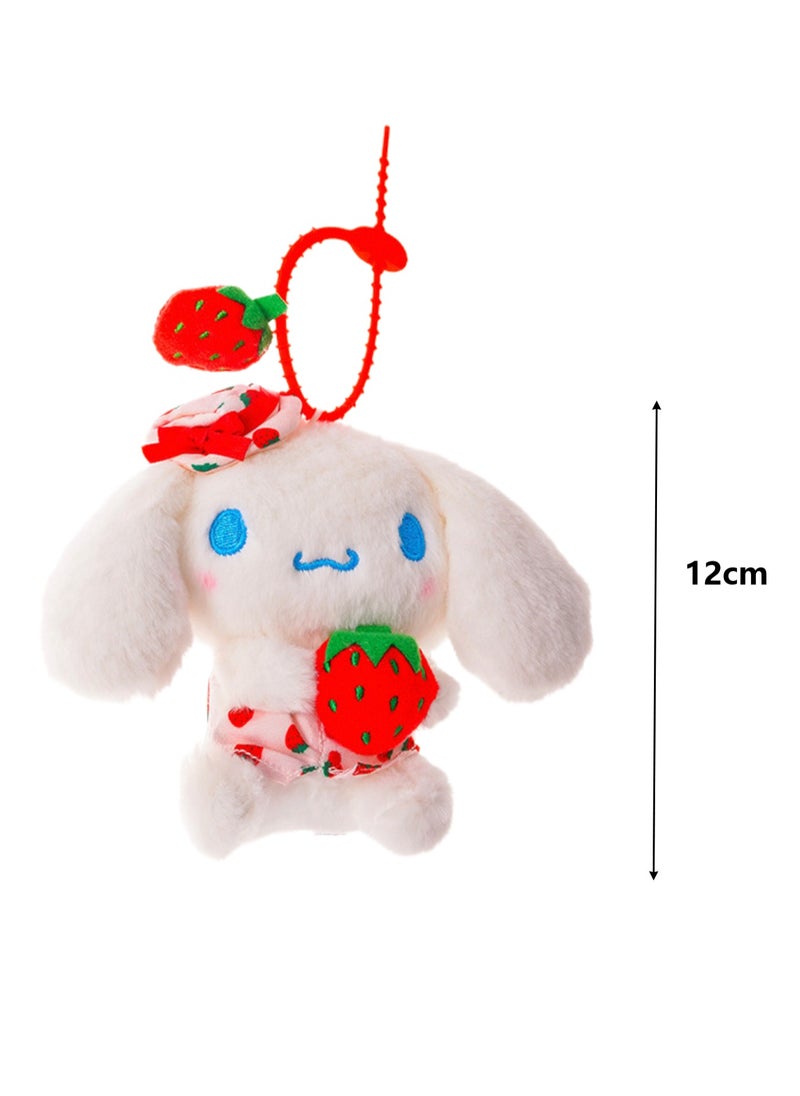 Cute Plush Doll Pendant, High-Quality PP Cotton Material Bag Key Chain Ornament, Ornament Gift For Boys And Girls (12cm Strawberry Dog​Pendant)