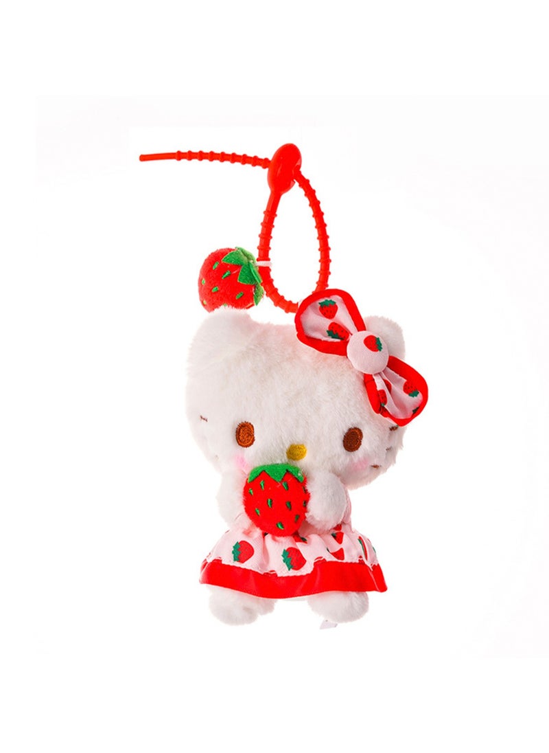 Cute Plush Doll Pendant, High-Quality PP Cotton Material Bag Key Chain Ornament, Ornament Gift For Boys And Girls (12cm Strawberry KT Pendant)