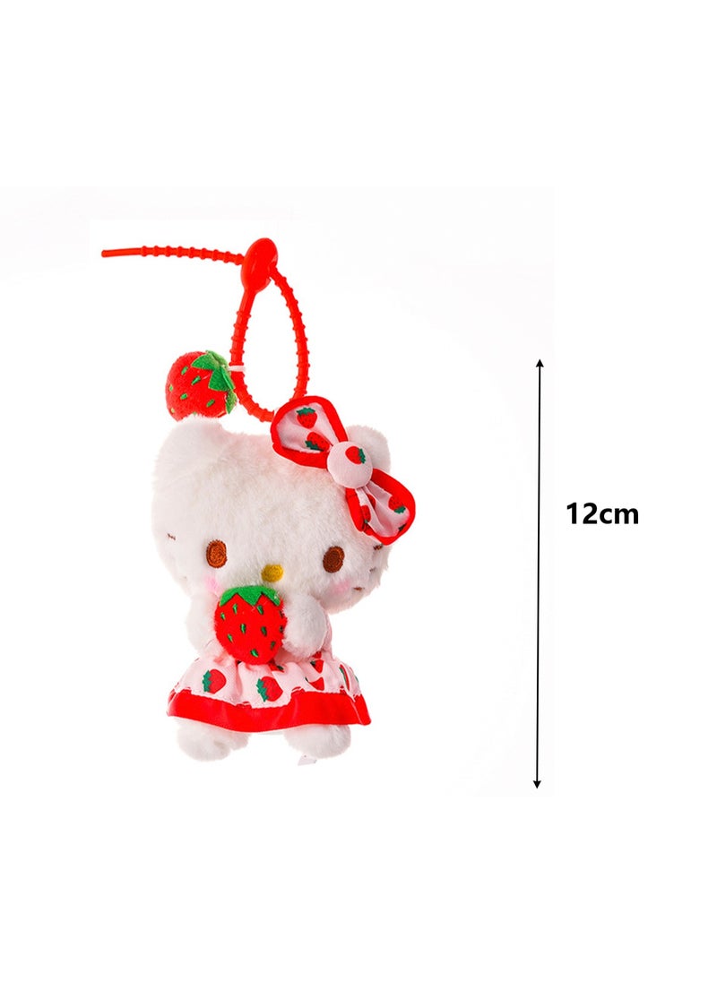 Cute Plush Doll Pendant, High-Quality PP Cotton Material Bag Key Chain Ornament, Ornament Gift For Boys And Girls (12cm Strawberry KT Pendant)