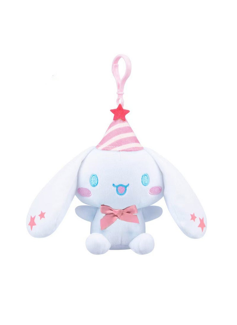 Cute Plush Doll Pendant, High-Quality PP Cotton Material Bag Key Chain Ornament, Ornament Gift For Boys And Girls (10cm Pink Big-Eared Dog Happy Festival Series Pendant)