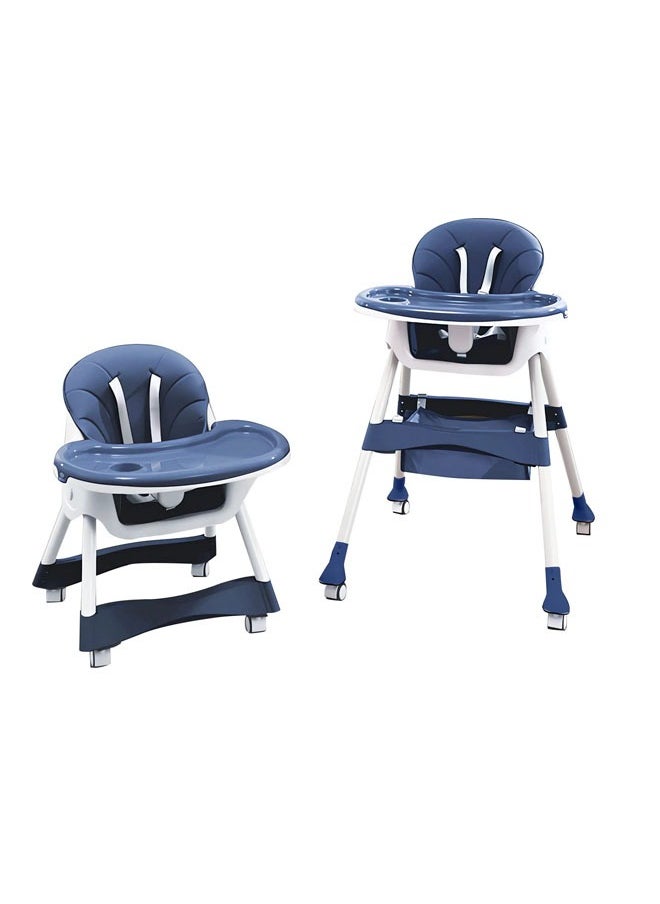 2 in 1 Baby High Chair High Chairs for Babies and Toddlers with Easy Clean Pu Cushion Removable Tray Adjustable Feet Foldable 5 Point Safety Harness Modern Toddler High Chair