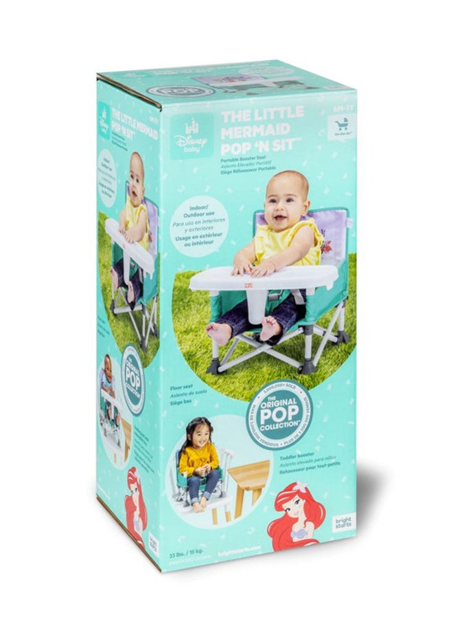 The Little Mermaid Pop ‘N Sit Portable Booster Seat, Multi-Use Feeding And Floor Seat 6 Month To 3 Year