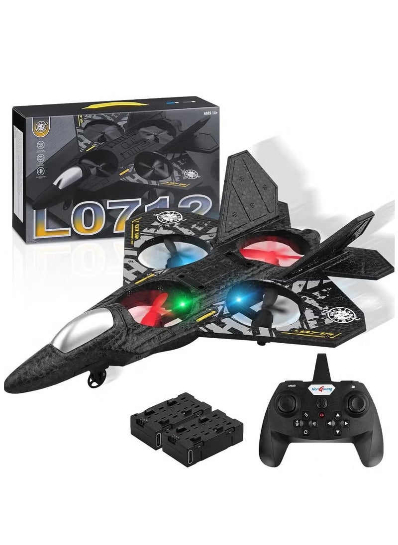 RC Plane 2.4GHz Remote Controlled Aeroplane L0712 Quadcopter, Floating Fighter Aircraft, RTF for Beginners, Children & Adults, Coloured Lights, USB Charging – Fun & Easy-to-Fly Toy