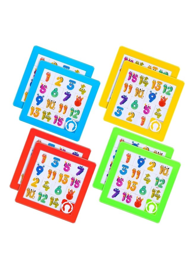 8 Pcs Puzzle Plastic Slide Number Puzzle Brain Teaser IQ Game,   Toddler Early Education Toys Educational Learning Tool for Boys and Girls Party Favor (Random Color)