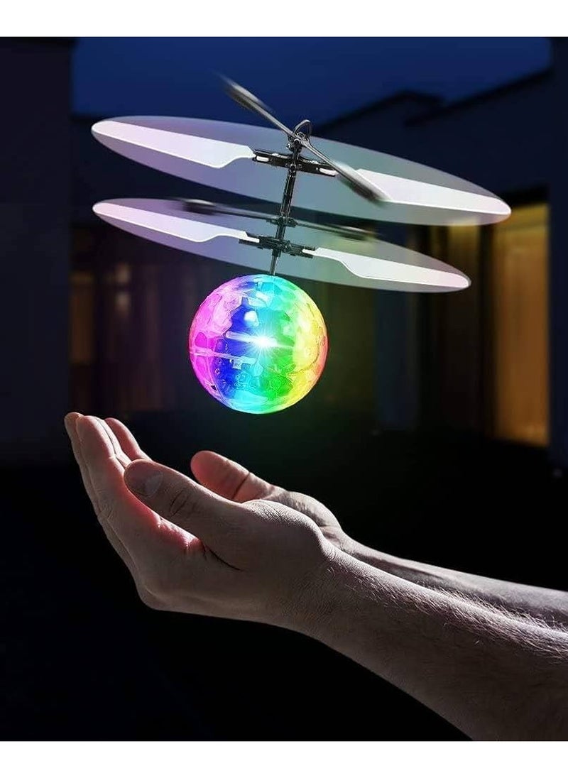 Remote Control Aircraft Toys Induction Flying Ball Children's RC Helicopter Toys Infrared Sensor Kids -Crystal White