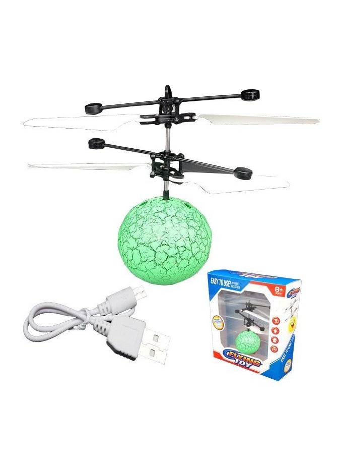 Remote Control Aircraft Toys Induction Flying Ball Children's RC Helicopter Toys Infrared Senior Kids -Green