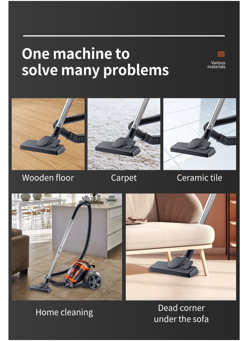 Multi-cyclonic Bagless Corded Canister Vacuum Cleaner with 6 Stage Filtration 3600W Max Power 3.5L 15 kpa Suction Power Orange