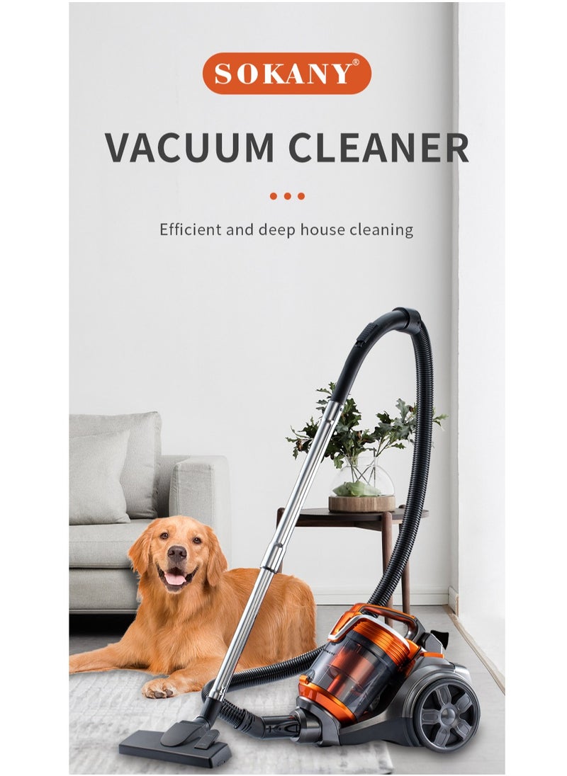 Multi-cyclonic Bagless Corded Canister Vacuum Cleaner with 6 Stage Filtration 3600W Max Power 3.5L 15 kpa Suction Power Orange