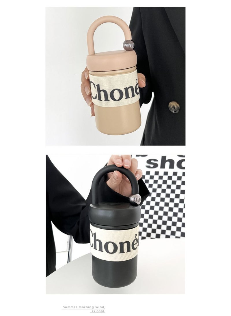 Thermos mug simple stainless steel portable coffee mug for girls popular fashion taste exquisite senior niche mug work office casual large capacity - white (400ml)