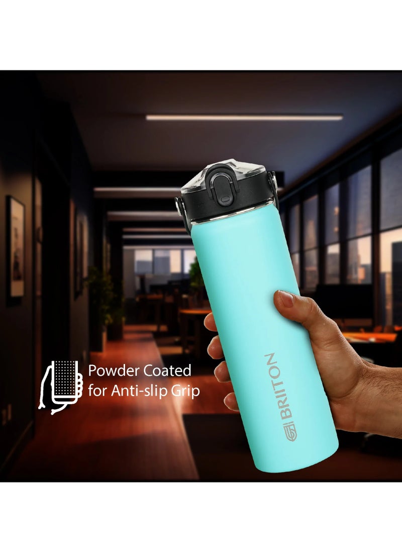 Nero 750ml Sky Blue Stainless Steel Water Bottle |Copper Coated Vacuum Insulation|Food Grade Stainless Steel | Powder Coated | Secure Grip Leakproof Easy Pour Cap |Hot & Cold Thermos| Aqua Hydro