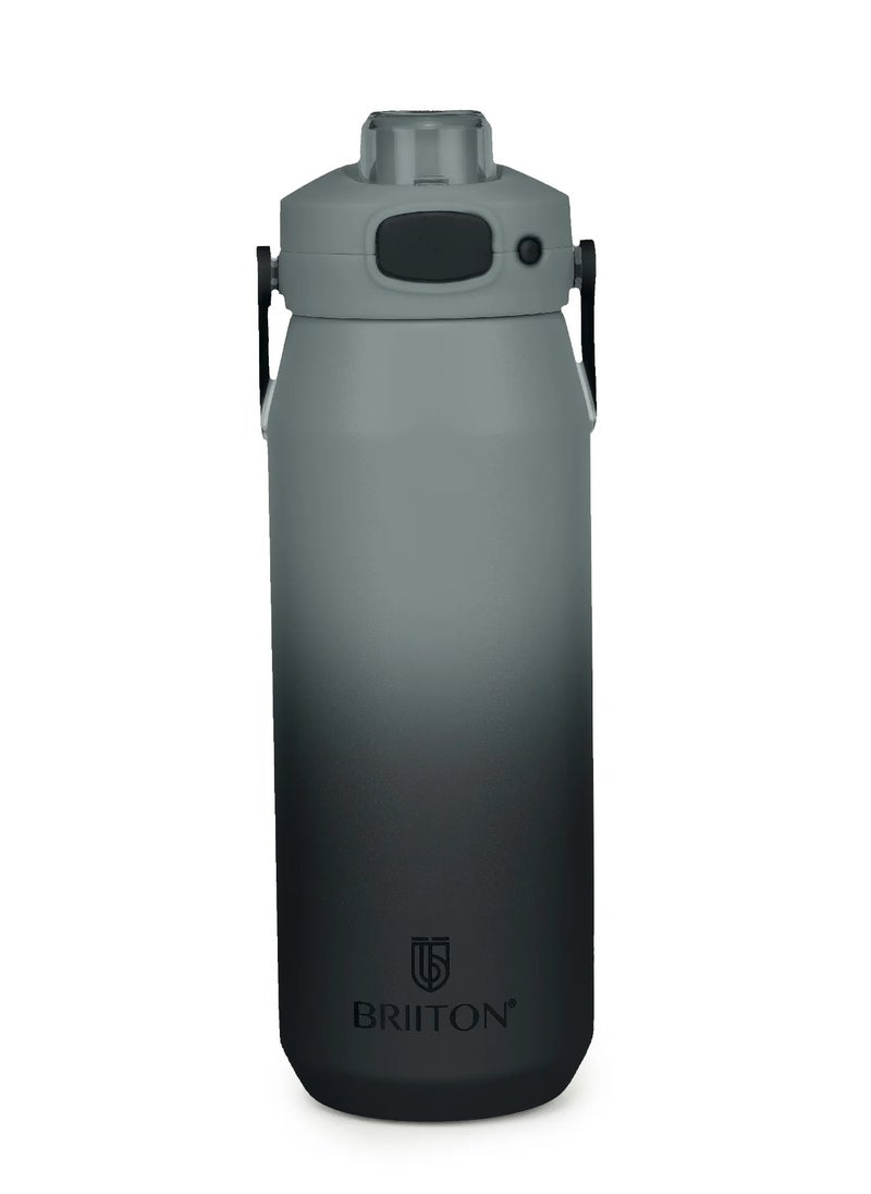 Costa 750ml Black Stainless Steel Water Bottle | Copper Coated Vacuum Insulation | Powder Coated | Secure Grip | Leakproof Flask | Hot & Cold Thermos | Aqua Hydro