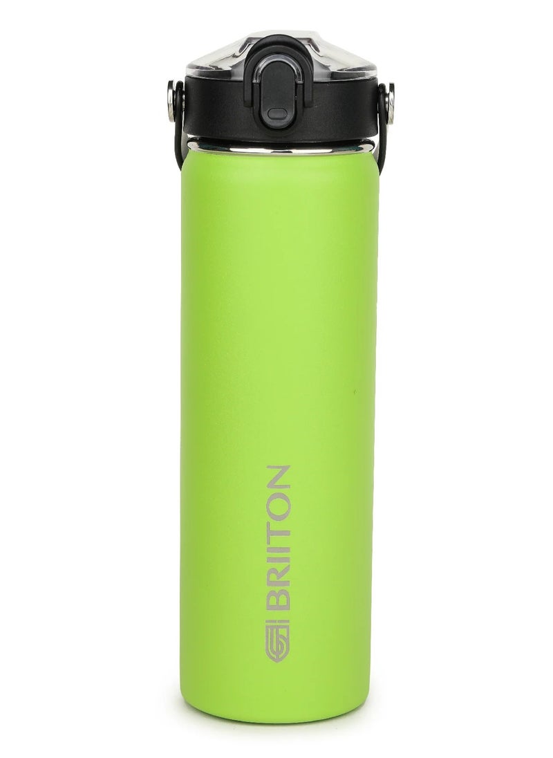 Nero 750ml Light Green Stainless Steel Water Bottle |Copper Coated Vacuum Insulation|Food Grade Stainless Steel | Powder Coated | Secure Grip Leakproof Easy Pour Cap |Hot & Cold Thermos| Aqua Hydro