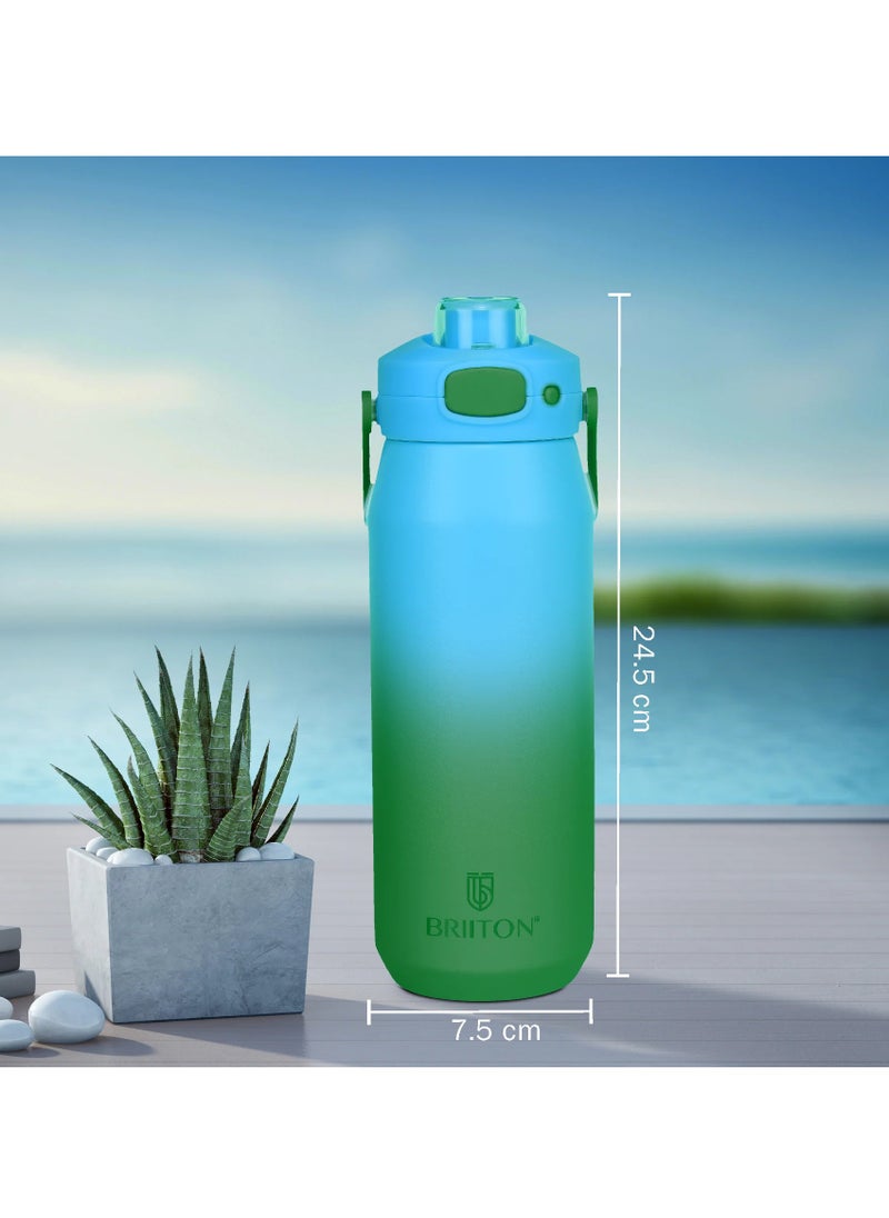 Costa 750ml Two Tone Green Stainless Steel Water Bottle | Copper Coated Vacuum Insulation | Powder Coated | Secure Grip | Leakproof Flask | Hot & Cold Thermos | Aqua Hydro