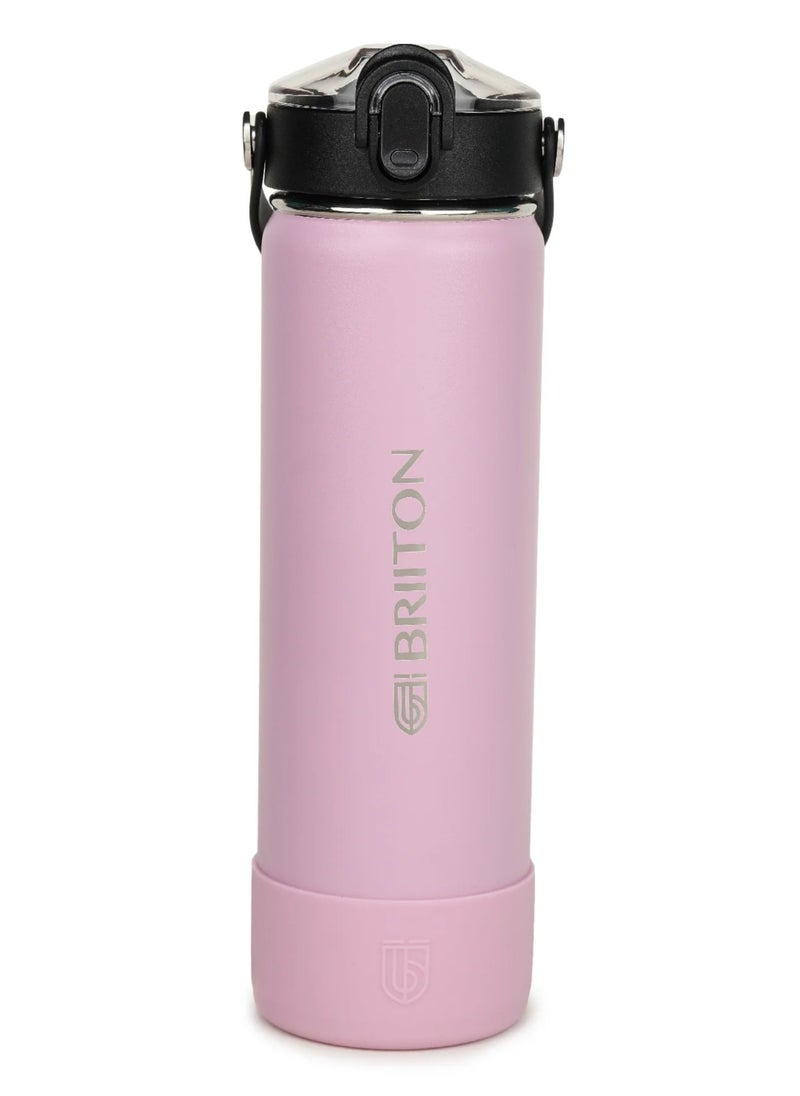 Nero S 750ml Pink Stainless Steel Water Bottle | Copper Coated Vacuum Insulation | Powder Coated | Secure Grip | Leakproof Easy Pour Cap | Hot & Cold Thermos | Aqua Hydro