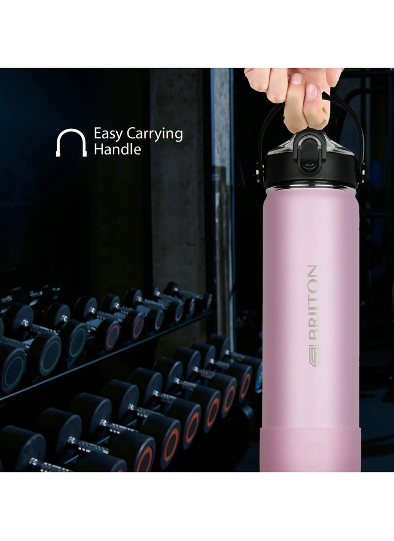 Nero S 750ml Pink Stainless Steel Water Bottle | Copper Coated Vacuum Insulation | Powder Coated | Secure Grip | Leakproof Easy Pour Cap | Hot & Cold Thermos | Aqua Hydro