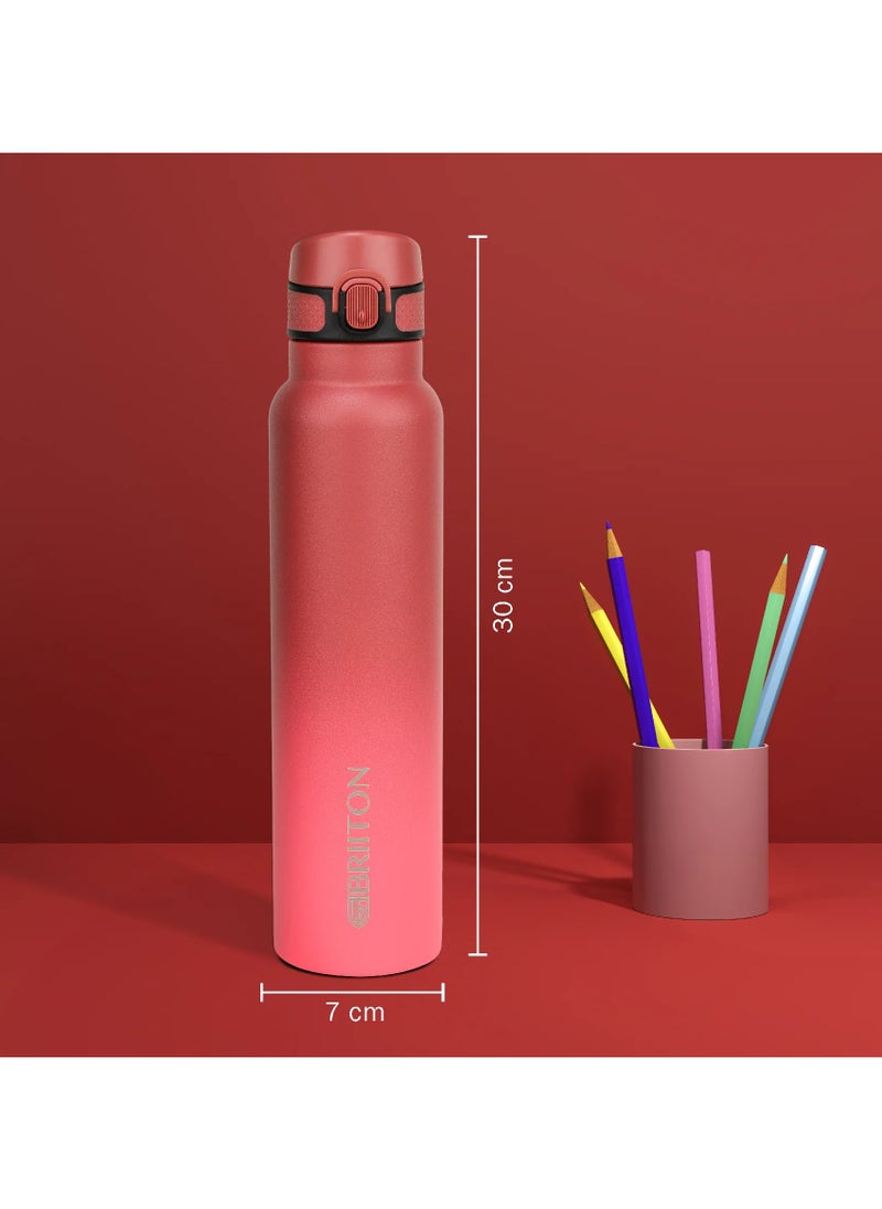 Vibe 1000ml-34Oz Stainless Steel Water Bottle Dual Tone Red |18/8 Food Grade Thermo Vacuum Insulated Flask | 24hrs Hydro Hot & Cold | SS304 Aqua Sports Bottle | For Kids,Gym,Travel