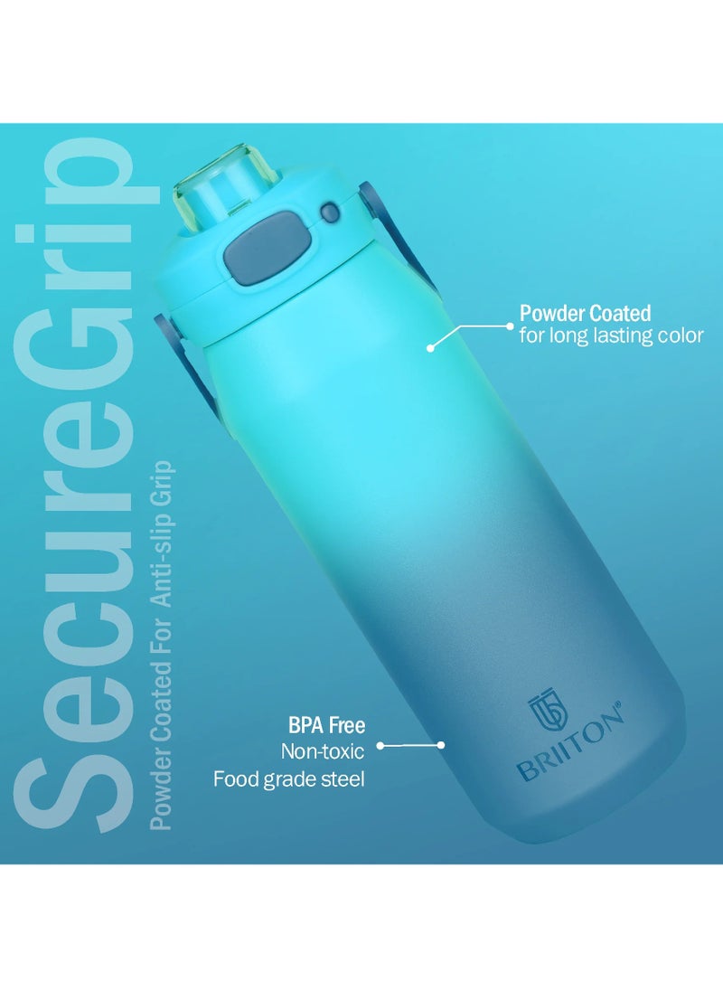 Costa 750ml Two Tone Blue Stainless Steel Water Bottle | Copper Coated Vacuum Insulation | Powder Coated | Secure Grip | Leakproof Flask | Hot & Cold Thermos | Aqua Hydro