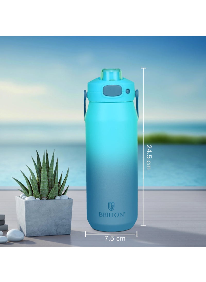 Costa 750ml Two Tone Blue Stainless Steel Water Bottle | Copper Coated Vacuum Insulation | Powder Coated | Secure Grip | Leakproof Flask | Hot & Cold Thermos | Aqua Hydro