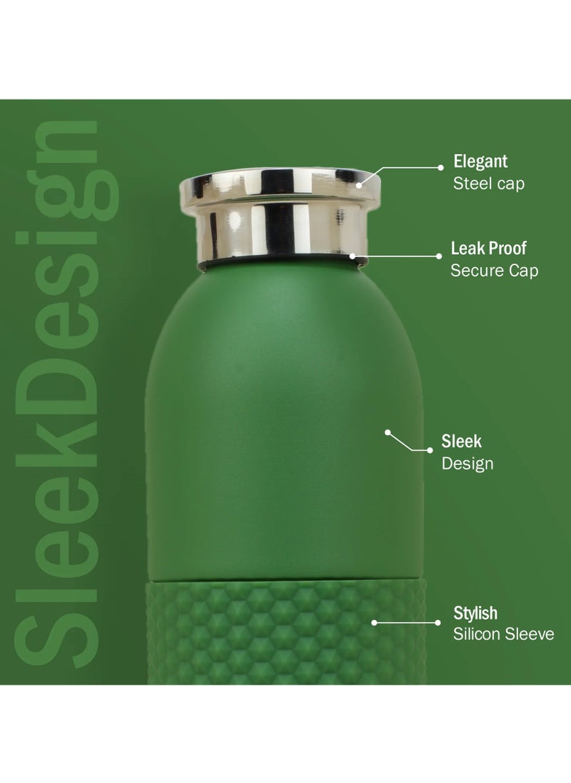 Spectra 620ml-21Oz Stainless steel Water Bottle Green |18/8 Food Grade|Thermo Vacuum Insulated Flask|24hrs Hydro Hot and Cold|SS304 Aqua Sports| BPA Free | For Kids,School,Office,Gym,Travel,Women