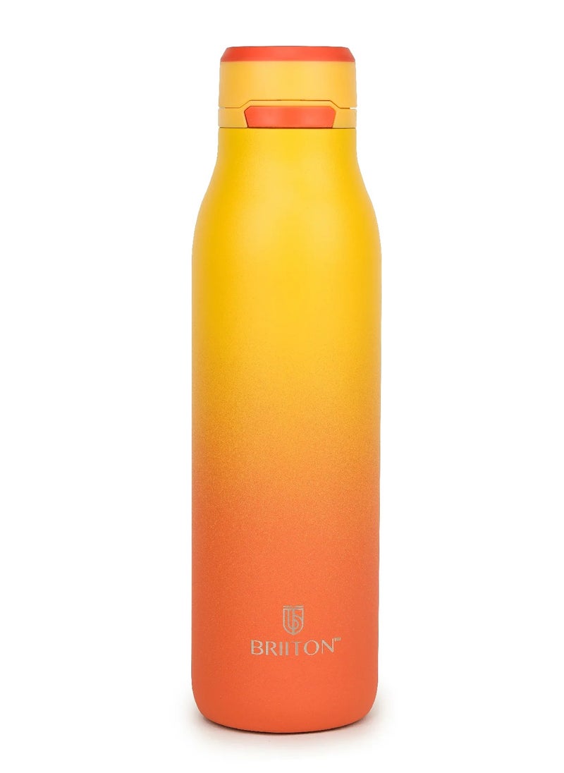 Jumper 750ml Stainless Steel Water Bottle | Two Tone Yellow | Copper Coated Vacuum Insulation - Secure Grip | Leakproof Easy Pour Cap | Powder Coated | Aqua Hydro Technology