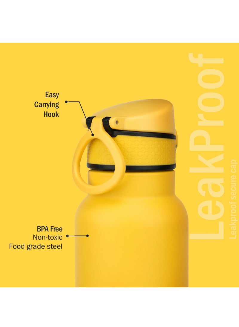 Vibe 1000ml-34Oz Stainless Steel Water Bottle Dual Tone Yellow |18/8 Food Grade Thermo Vacuum Insulated Flask | 24hrs Hydro Hot & Cold | SS304 Aqua Sports Bottle | For Kids,Gym,Travel