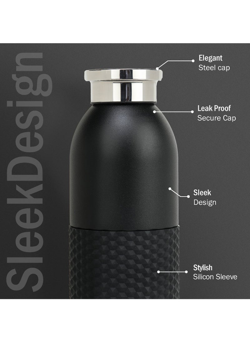 Spectra 620ml-21Oz Stainless steel Water Bottle Black |18/8 Food Grade|Thermo Vacuum Insulated Flask|24hrs Hydro Hot and Cold|SS304 Aqua Sports| BPA Free | For Kids,School,Office,Gym,Travel,Women