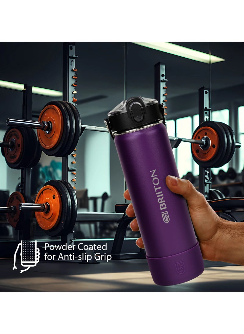 Nero S 750ml Purple Stainless Steel Water Bottle | Copper Coated Vacuum Insulation | Powder Coated | Secure Grip | Leakproof Easy Pour Cap | Hot & Cold Thermos | Aqua Hydro