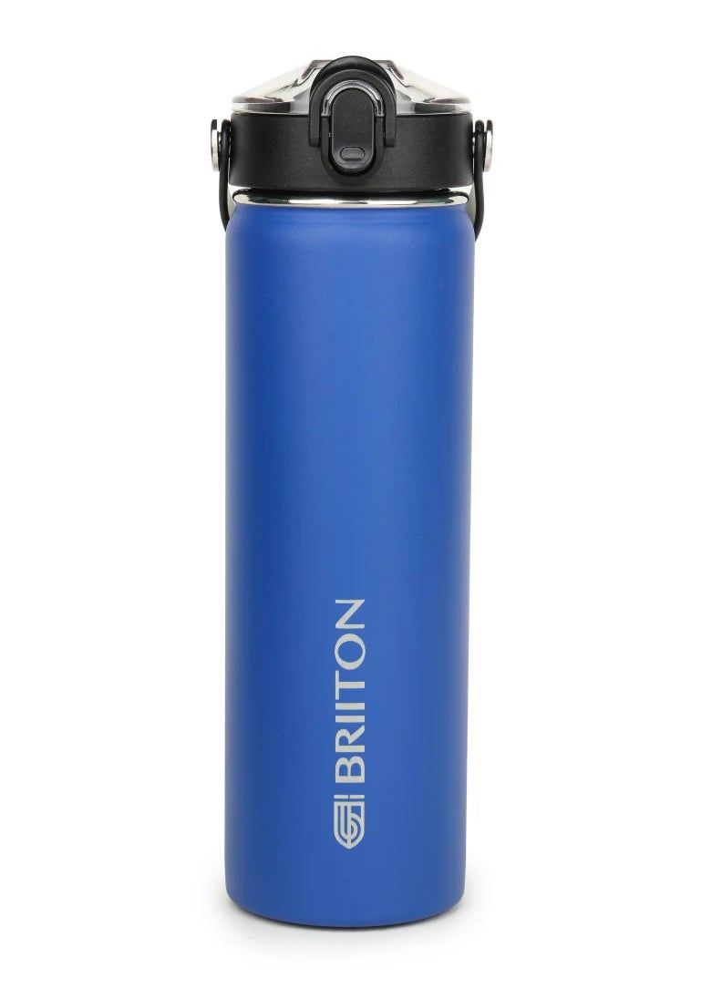 Nero 750ml Blue Stainless Steel Water Bottle |Copper Coated Vacuum Insulation|Food Grade Stainless Steel | Powder Coated | Secure Grip Leakproof Easy Pour Cap |Hot & Cold Thermos| Aqua Hydro