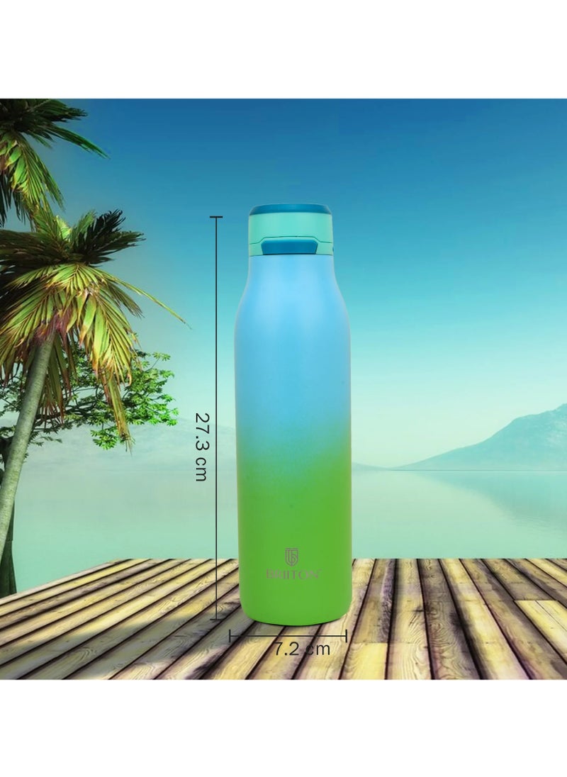 Jumper 750ml Stainless Steel Water Bottle | Two Tone Green | Copper Coated Vacuum Insulation - Secure Grip | Leakproof Easy Pour Cap | Powder Coated | Aqua Hydro Technology