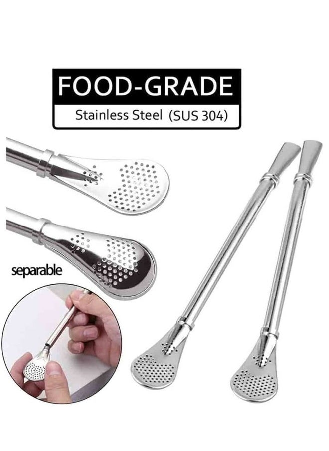 Yerba Mate Tea Cup And Bombilla Straw Set 12oz double-wall Stainless Coffee Water Tea Cup Natural Mate Gourd Cup Kit For Yerba Mate Loose Leaf Drinking Easy to Clean
